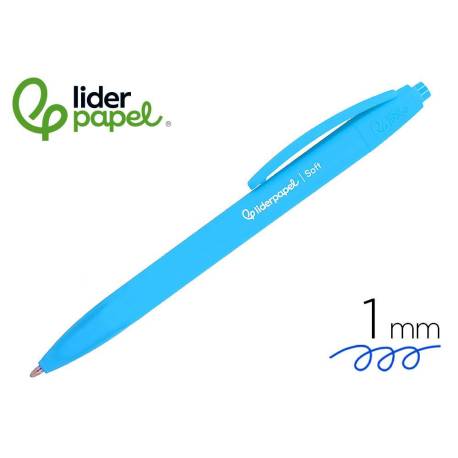 BOLIGRAFO LIDERPAPEL PUNTA 1 MM RETRACTIL CON CLIP ACABADO SOFT TOUCH TINTA AZUL CUERPO AZUL CIELO