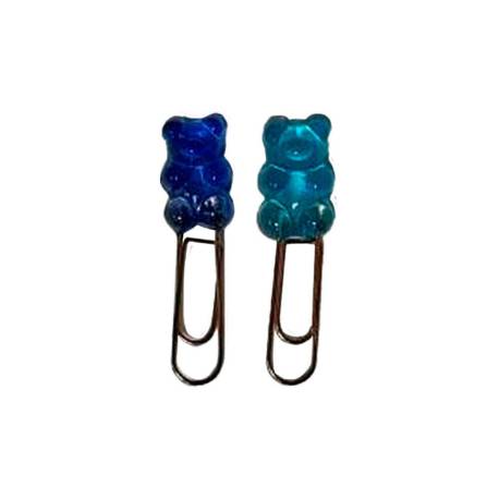 CLIPS IMAGINOVO 32 MM OSITO GOMINOLA EN BLISTER DE 3 UNIDADES AZUL TRANSPARENTE Y VERDE