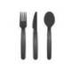 CUBIERTO POLIPROPILENO ARCHIVO 2000 LIBRE BPA PACK 1 CUCHARA + 1 TENEDOR + 1 CUCHILLO 18,5 CM COLOR GRIS