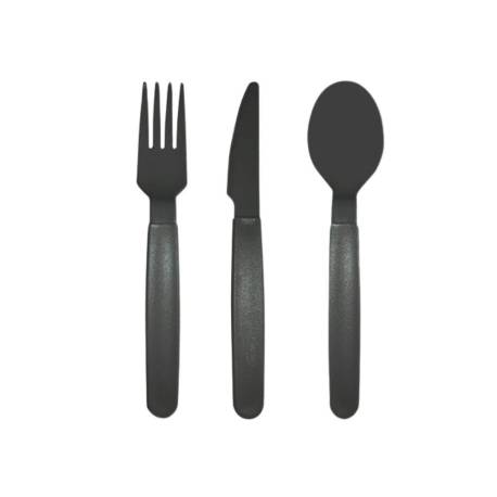 CUBIERTO POLIPROPILENO ARCHIVO 2000 LIBRE BPA PACK 1 CUCHARA + 1 TENEDOR + 1 CUCHILLO 18,5 CM COLOR GRIS