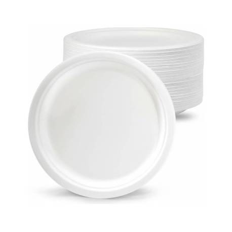 PLATO DE FIBRA BIO 15 CM DIAMETRO PAQUETE DE 50 UNIDADES