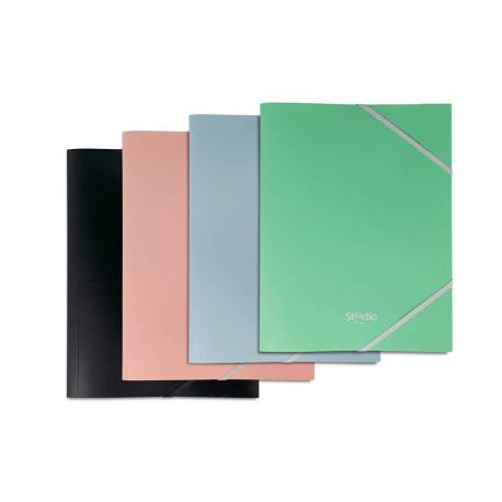CARPETA PARDO STUDIO STYLE GOMAS SOLAPAS POLIPROPILENO EXPOSITOR DE 48 UNIDADES COLORES PASTEL SURTIDOS