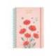 AGENDA ESCOLAR LIDERPAPEL 26-27 ESPIRAL FLOWERS SEMANA VISTA A6+ BILINGUE 80G PAPEL FSC ROJO
