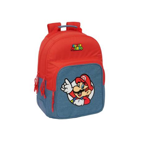 MOCHILA ESCOLAR DOBLE CON CANTONERAS ADAPTABLE A CARRO SAFTA SUPER MARIO 420X320X150 MM