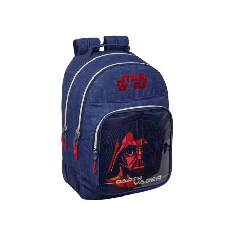 MOCHILA ESCOLAR DOBLE CON CANTONERAS ADAPTABLE A CARRO SAFTA STAR WARS 420X320X150 MM