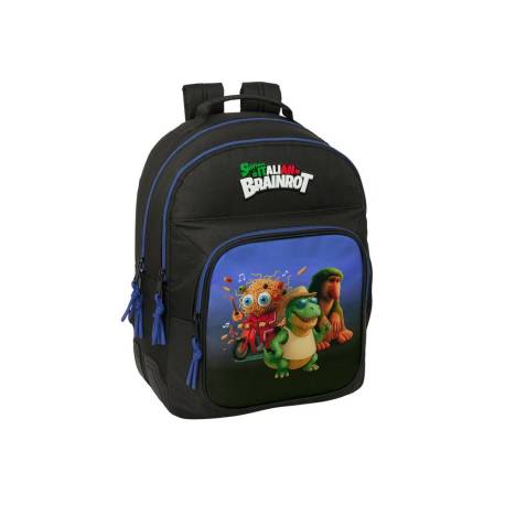 MOCHILA ESCOLAR DOBLE CON CANTONERAS ADAPTABLE A CARRO SAFTA BRAINROT 420X320X150 MM