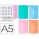 LIBRETA LIDERPAPEL 360 TAPA DE PLASTICO A5 48 HOJAS 90G/M2 CUADRO 5 MM CON DOBLE MARGEN COLORES PASTEL