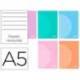 LIBRETA LIDERPAPEL 360 TAPA DE PLASTICO A5 48 HOJAS 90G/M2 HORIZONTAL CON DOBLE MARGEN COLORES PASTEL