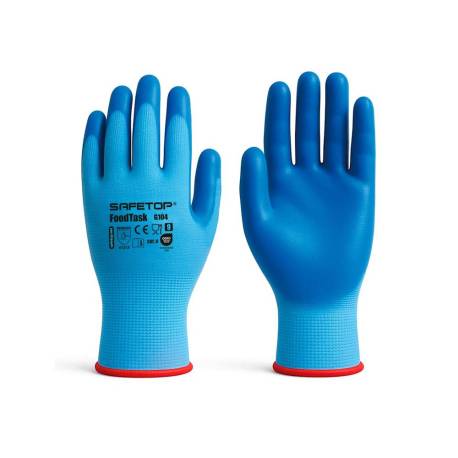 GUANTES DE NITRILO SAFETOP FOODTASK ALIMENTARIO AZUL SOLIDO TALLA 9