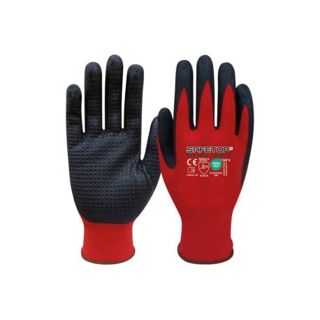 GUANTES DE NITRILO SAFETOP FIT-O-LITE DOTS PUNTOS EN LA PALMA TALLA 9