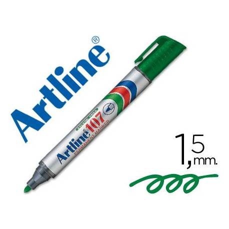 Rotulador Permanente Artline 107 color Verde Punta Redonda