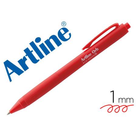 BOLIGRAFO ARTLINE ORB ECO GREEN RETRACTIL 1 MM ROJO