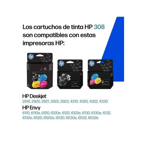 INK-JET HP 308 ENVY 6110/6120/6130/6520/6530 NEGRO 160 PAGINAS