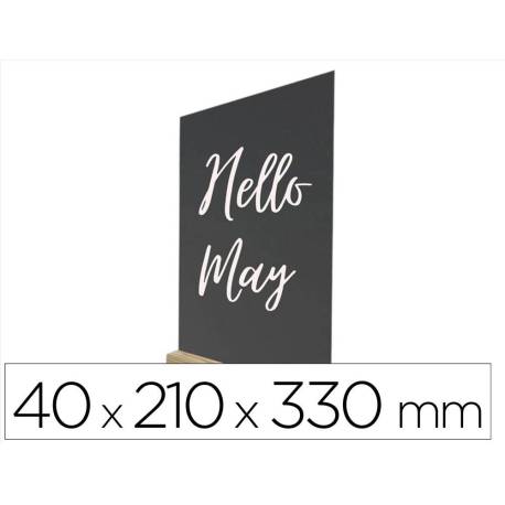 PIZARRA DOBLE CARA ARCHIVO 2000 CON BASE DE MADERA A4 VERTICAL METACRILATO NEGRO 100% RECICLABLE 40X210X330 MM