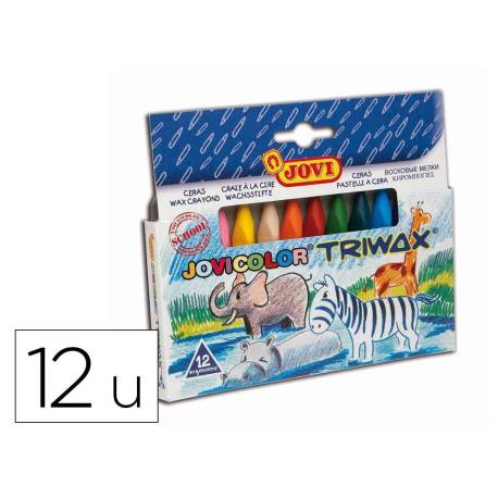 Lapices cera Jovi Jovicolor Triwax caja de 12 unidades colores surtidos