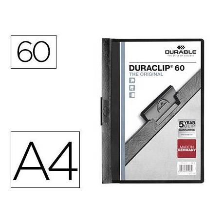 Carpeta dossier con pinza central duraclip Durable 60 hojas Din A4 color negro