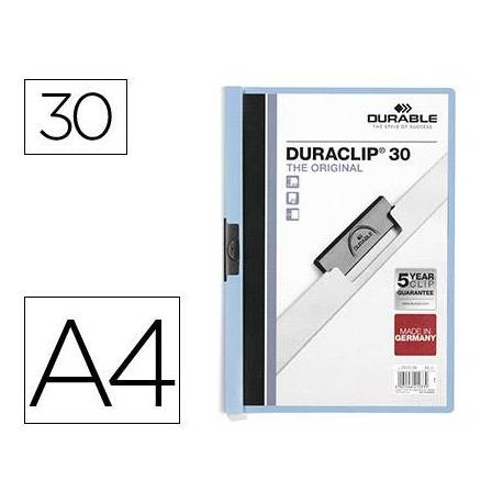Carpeta dossier con pinza central duraclip Durable 30 hojas Din A4 color azul