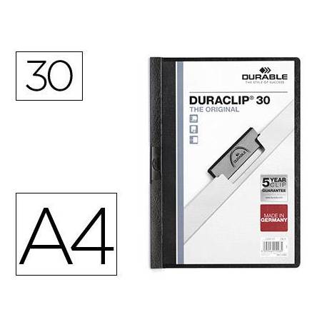 Carpeta dossier con pinza central duraclip Durable 30 hojas Din A4 color negro
