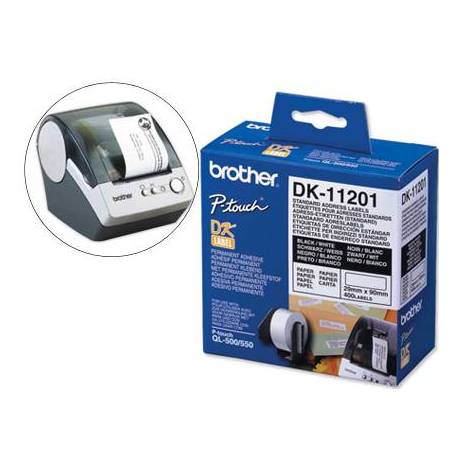 Etiqueta adhesiva brother dk11201 -tamaño 29x90 mm para impresoras de etiquetas QL -400 etiquetas-