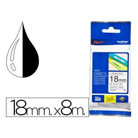 Cinta brother TZE-241 18mm (ancho) x 8m (largo) laminada blanco/negro