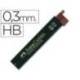 Minas Faber Castell de grafito 9063 de 0,3 mm HB. Estuche 12 minas.