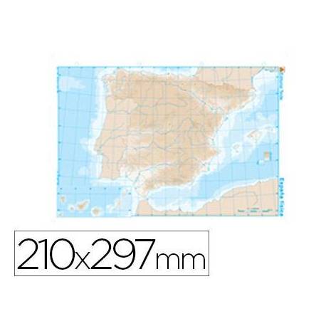 Mapa mudo de España fisico blanco y negro