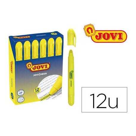 MARCADOR DE CERA GEL JOVI FLUORESCENTE AMARILLO CAJA DE 12 UNIDADES