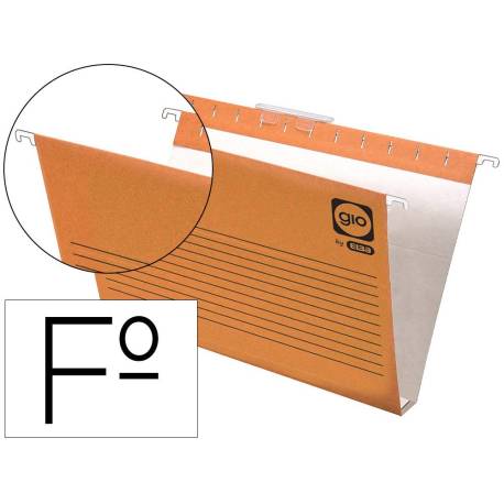 Carpeta colgante marca Gio Folio con visor superior Kraft eco Lomo 30 mm 