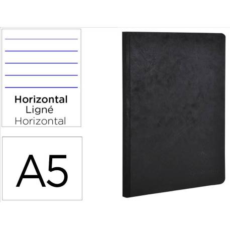 Libreta Clarefontaine color negro A5 tapa cartulina rayado horizontal 96 hojas