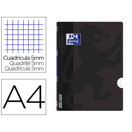 Libreta escolar Oxford encolada Din A4 cuadricula 5mm 48 hojas color negro
