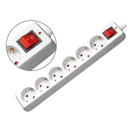 Regleta 6 tomas Mediarange sin interruptor 1,4 m
