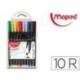 ROTULADOR MAPED PUNTA DE METAL GRAPH PEPS FINE LINER ESTUCHE DE 10 COLORES SURTIDOS