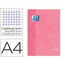 Cuaderno Oxford A4 Rosa Dulce Tapa Extradura 80 hojas Cuadrícula 5 mm