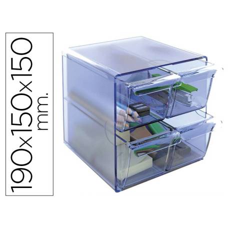Archicubo Archivo 2000 4 cajones organizador modular azul transparente
