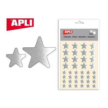 Gomets Apli estrella color plata
