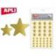 Gomets Apli estrella oro. Bolsa con 3 hojas y 120 gomets.