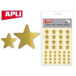 Gomets Apli estrella oro. Bolsa con 3 hojas y 120 gomets.