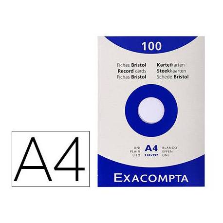 Fichas Cartulina DIN A4 Ficheros Exacompta Blanca 205 gr