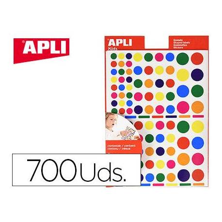 Gomets apli autoadhesivo formas surtidas multicolor blister de 6 hojas