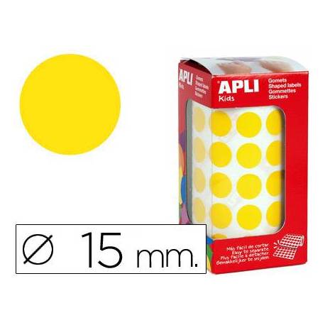 Gomets Apli circulares color amarillo 15mm