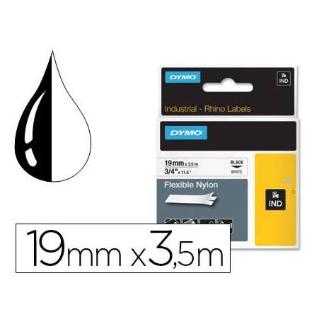 Cinta marca Dymo rhino nylon flexible blanco/negro