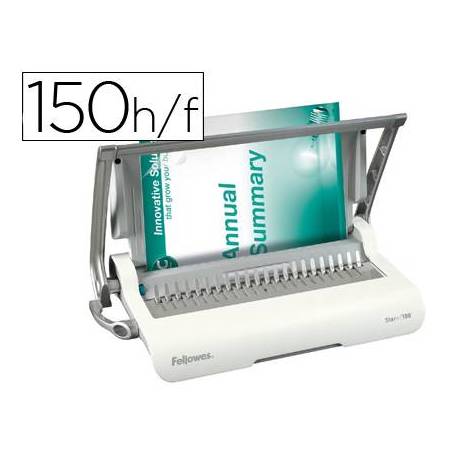 Encuadernadora para canutillo Fellowes star+150 perfora 12 hojas tamaño din a4 encuaderna 150 hojas
