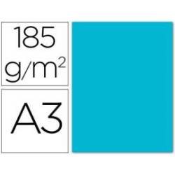 Cartulina guarro din a3 azul turquesa 185 gr paquete 50 hojas.