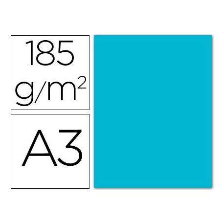 Cartulina guarro din a3 azul turquesa 185 gr paquete 50 hojas.