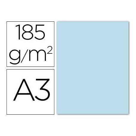 Cartulina Guarro din a3 color azul cielo 185 gr paquete 50 hojas
