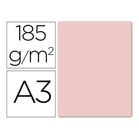 Cartulina Guarro din a3 rosa 185 gr paquete 50 hojas.