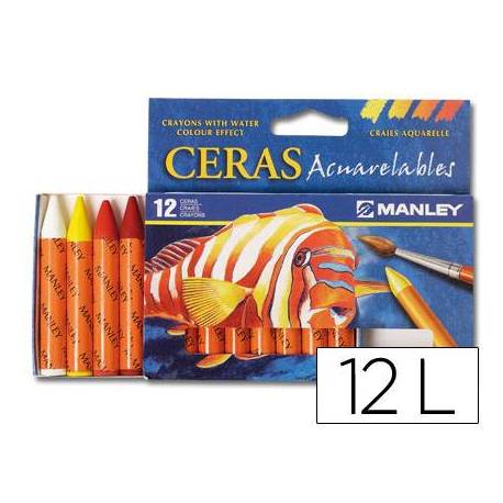 Lapices de cera masats acuarelable caja 12 unidades colores surtidos