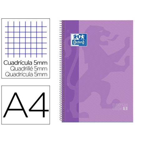 Bloc espiral Oxford Din A-4 extradura 80 hojas microperforado color lila