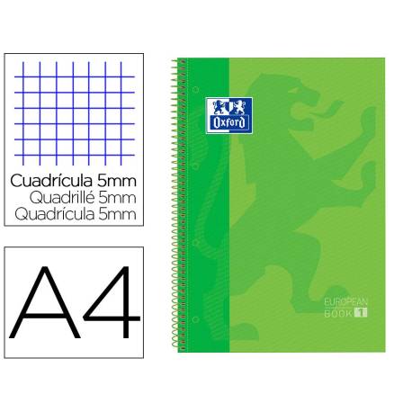 Bloc espiral Oxford Din A-4 extradura microperforado color verde 80 hojas