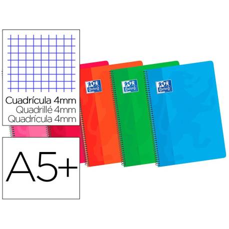 Bloc espiral Oxford cartoncillo tamaño cuarto 80 hojas Cuadricula 4mm